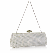 Load image into Gallery viewer, White Crystal Mesh Clutch