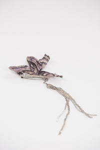 Purple Butterfly Brooch with Tassel