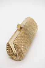 Load image into Gallery viewer, Gold Crystal Mesh Clutch