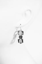 Load image into Gallery viewer, Gunmetal cube crystal drop earrings