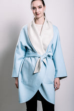 Load image into Gallery viewer, Demi-Couture Wool Belted Overcoat - Sky/Cream