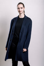 Load image into Gallery viewer, Demi-Couture Wool &amp; Silk Overcoat -  Dark Navy