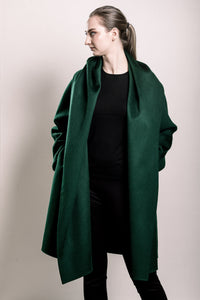 Demi-Couture Cashmere Shawl Collar Overcoat - Emerald