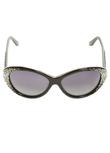 Swarovski Crystal-Accented Ombré Cat-eye Sunglasses - Gunmetal