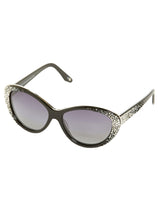 Load image into Gallery viewer, Swarovski Crystal-Accented Ombré Cat-eye Sunglasses - Gunmetal