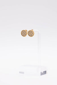 Python gold stud earrings - Ivory