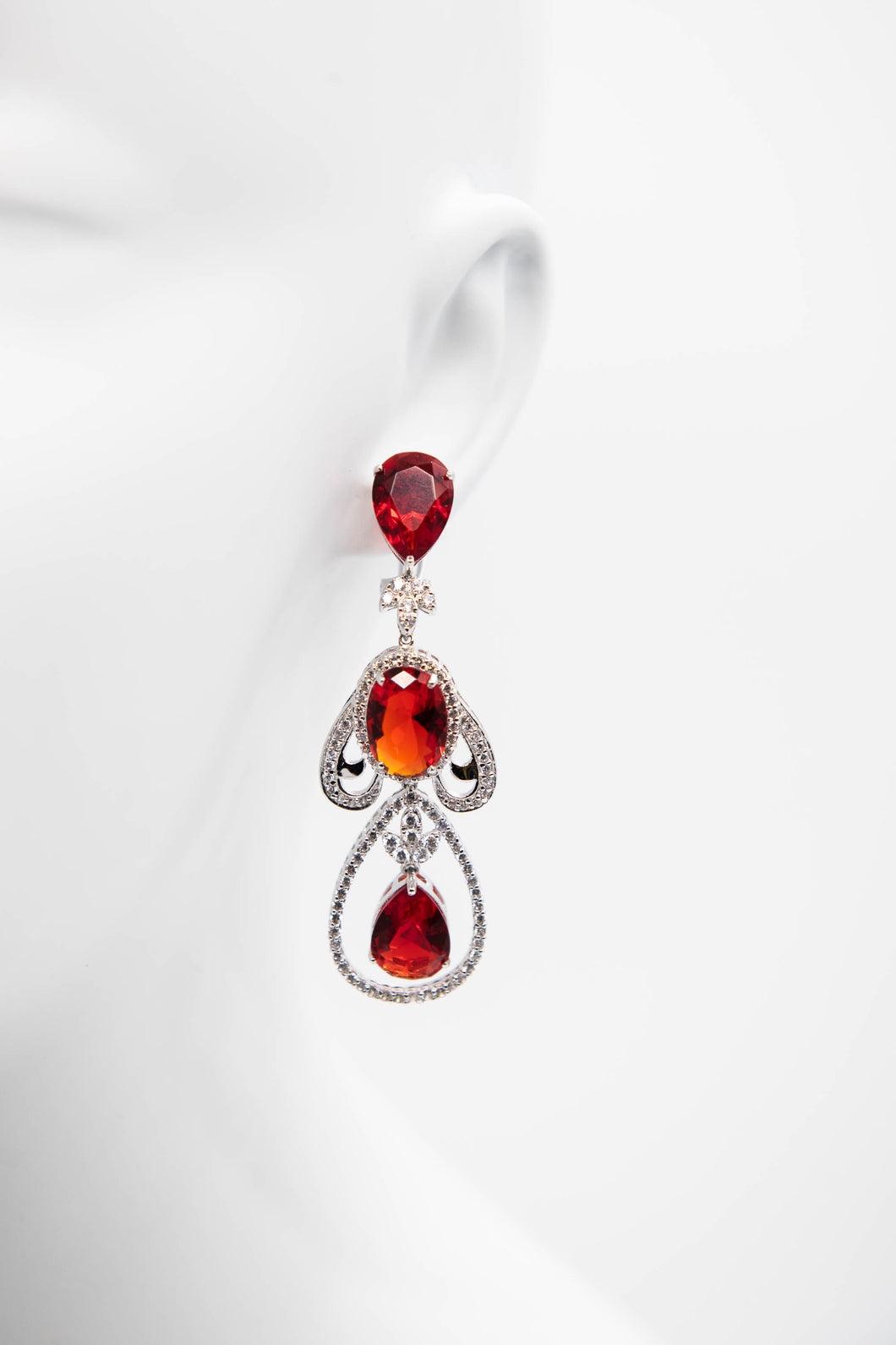 Ruby Pear Drop Earrings