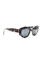 Load image into Gallery viewer, Zebra Striped Cat-Eye Sunglasses - Black and Grey