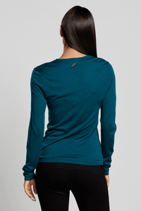 Silk Cashmere Relaxed Fit Crewneck - Teal